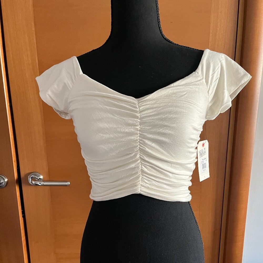 Billabong Ruched Cap Sleeve Crop Top Size M NWT